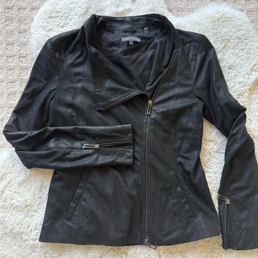 Vince moto leather jacket. Good used condition. - Picture 1 of 8